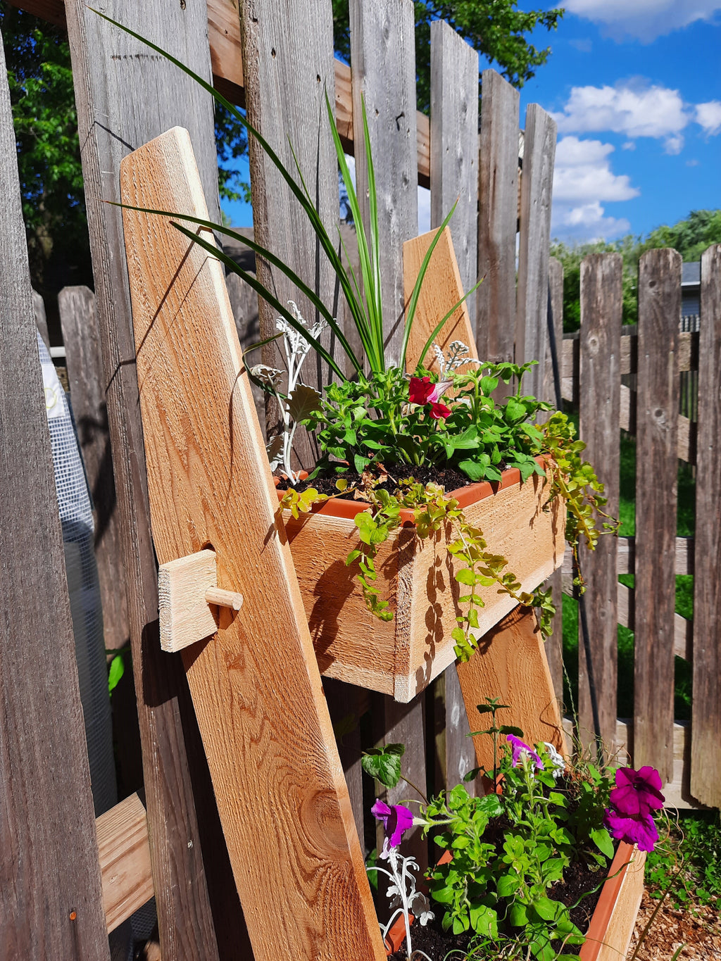 3-Tier Vertical Cedar Standing Planter Box